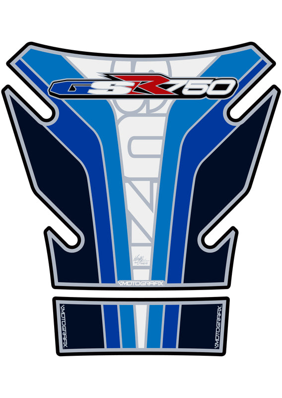 MOTOGRAFIX Tank Pad 2pcs White/Blue Suzuki GSR750