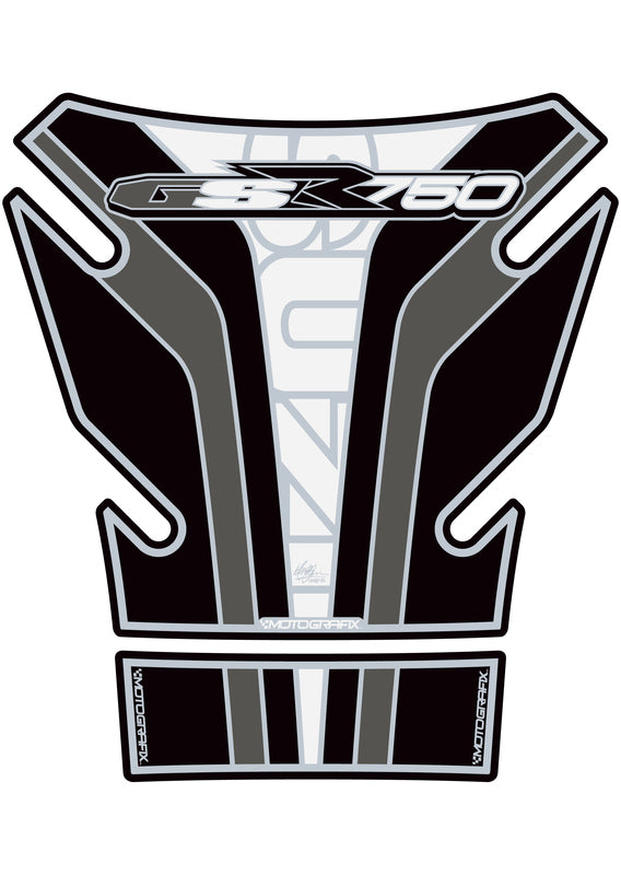 MOTOGRAFIX Tank Pad 2pcs Black/White Suzuki GSR750