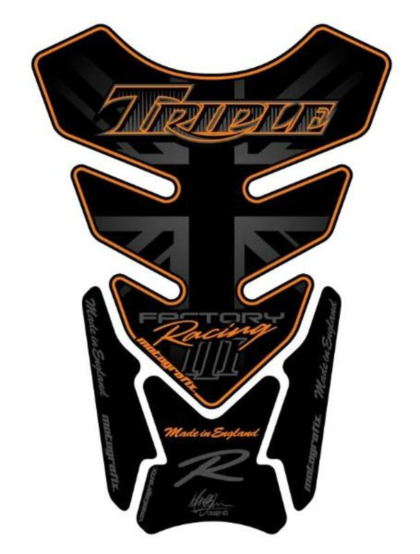 MOTOGRAFIX Tank Pad 4pcs Triple Black/Orange Triumph
