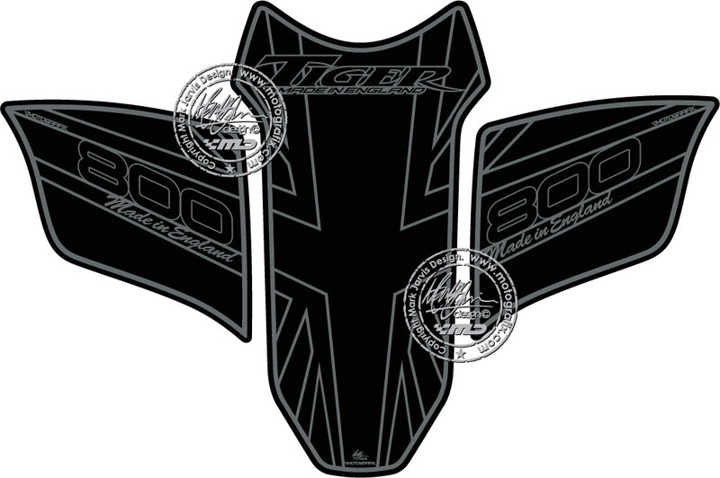 MOTOGRAFIX Tank Pad 3pcs Black Triumph Tiger 800