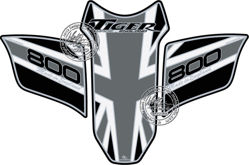 MOTOGRAFIX Tank Pad 3pcs Black/Grey Triumph Tiger800
