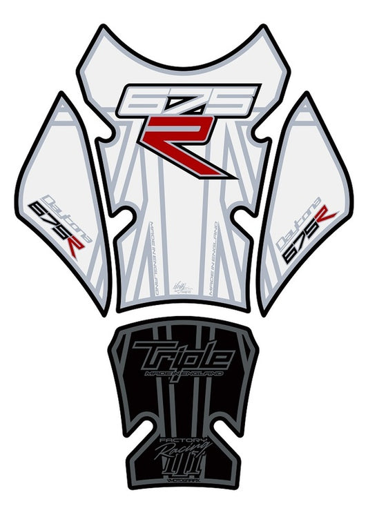 MOTOGRAFIX Tank Pad 4pcs Black/White Triumph 675