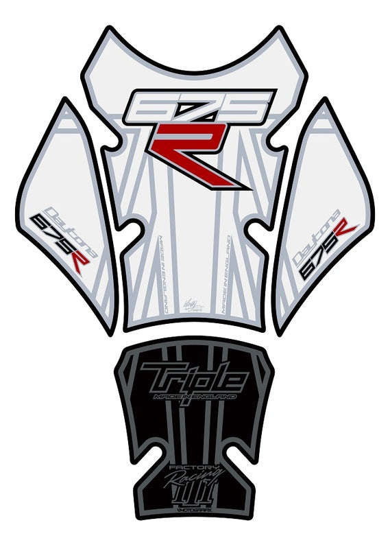 MOTOGRAFIX Tank Pad 4pcs Black/White Triumph 675