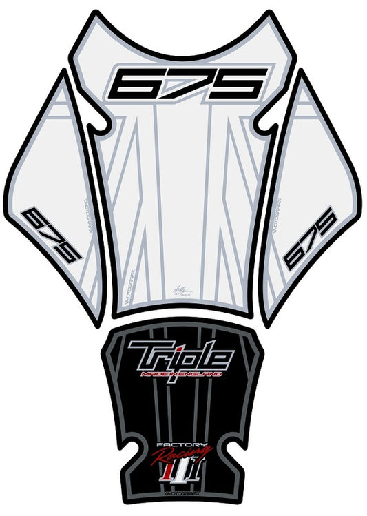 MOTOGRAFIX Tank Pad 3pcs White/Black Triumph