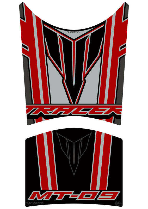 MOTOGRAFIX Tank Pad 2pcs Black/Red Yamaha MT-09 Tracer