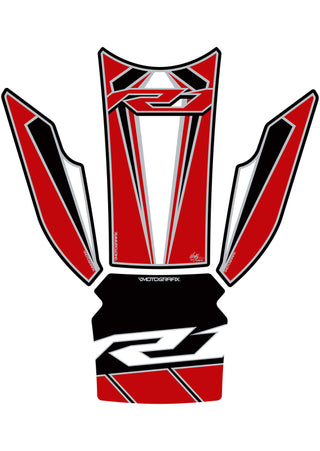 MOTOGRAFIX Tank Pad 4pcs White/Red Yamaha YZF-R1