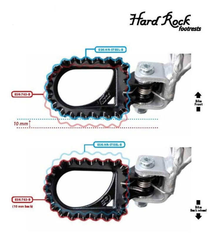 S3 Hard Rock Footrests +10mm Rear Position Steel Black