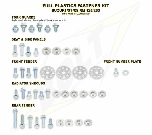 Complete set of Bolt plastic screws for Suzuki RM125/250