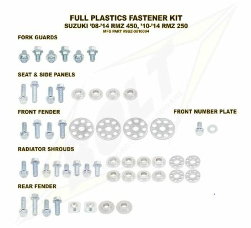 Complete set of Bolt plastic screws for Suzuki RM-Z450 /250