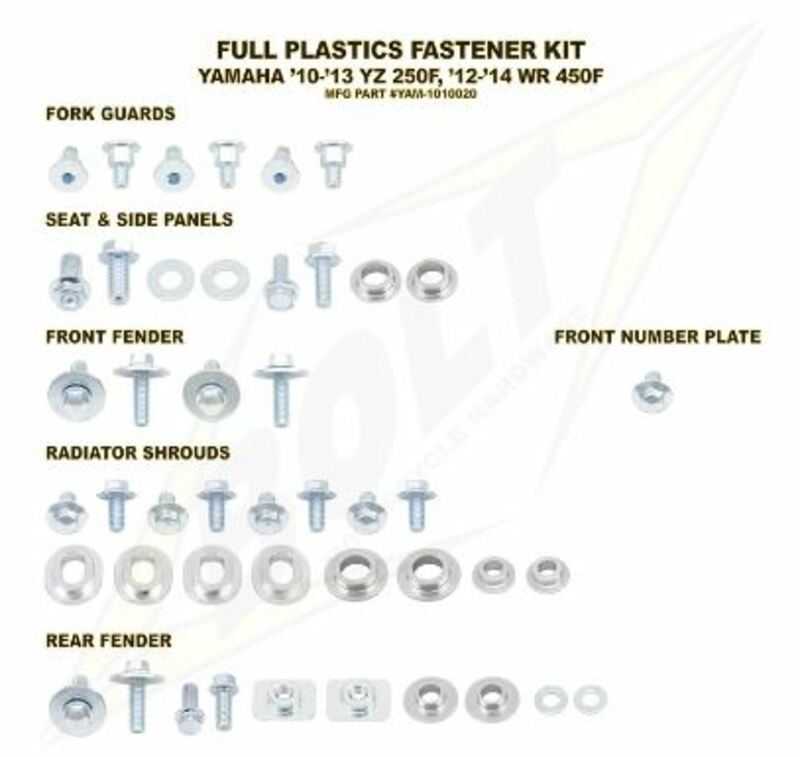 Complete set of Bolt plastic screws for Yamaha YZ250F/W R450F