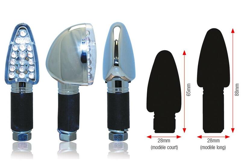 BIHR Triangle LED Indicators Short chromed Universal