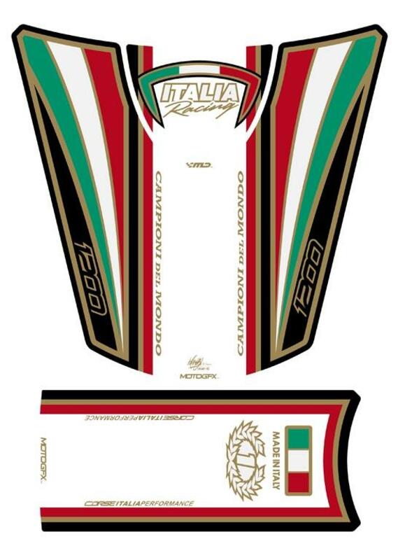 MOTOGRAFIX Tank Pad 4pcs White/Red Italia Ducati Diavel 1200