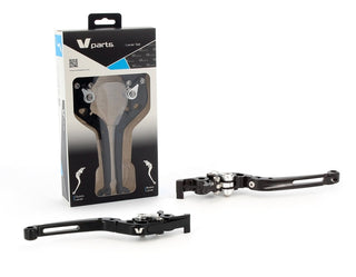 V-PARTS Foldable Levers 177mm CNC Black/Aluminum Screws with Adapters by Pair Triumph - 1067046
