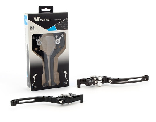 V-PARTS Foldable Levers 177mm CNC Black/Aluminum Screws with Adapters by Pair Triumph - 1067047
