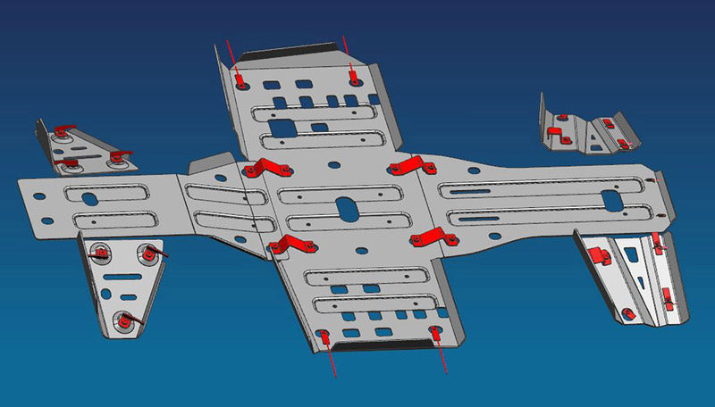 RIVAL Complete skid plate kit - Aluminium Kymco MXU 500i/550i/700i