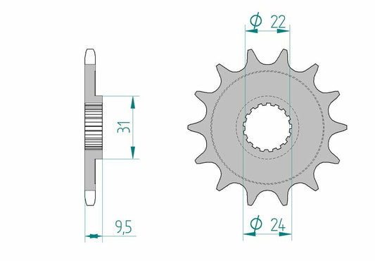 AFAM Steel Self-Cleaning Front Sprocket 22406 - 520 - 1074273001