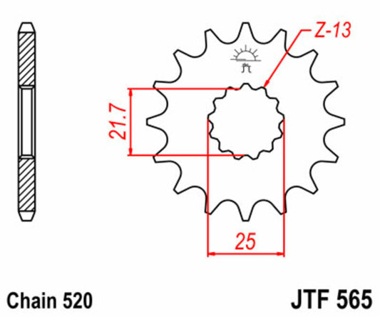 JT SPROCKETS Steel Standard Front Sprocket 565 - 520 - 1074287001