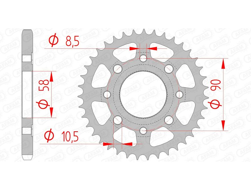 AFAM Steel Standard Rear Sprocket 10201 - 428 - 1074325007