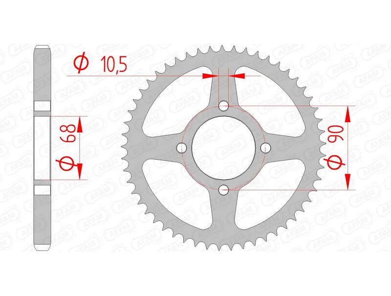 AFAM Steel Standard Rear Sprocket 10205 - 428