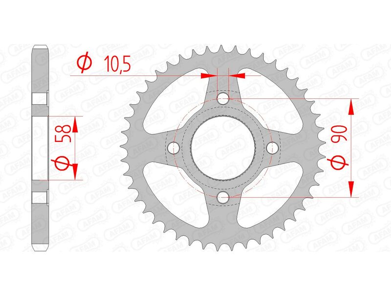 AFAM Steel Standard Rear Sprocket 10223 - 428 - 1074335007