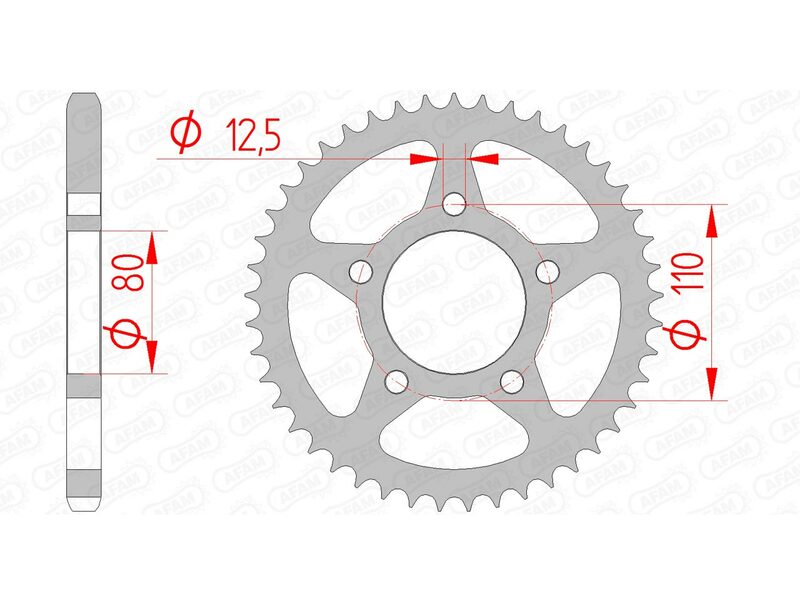 AFAM Steel Standard Rear Sprocket 10608 - 525 - 1074372003