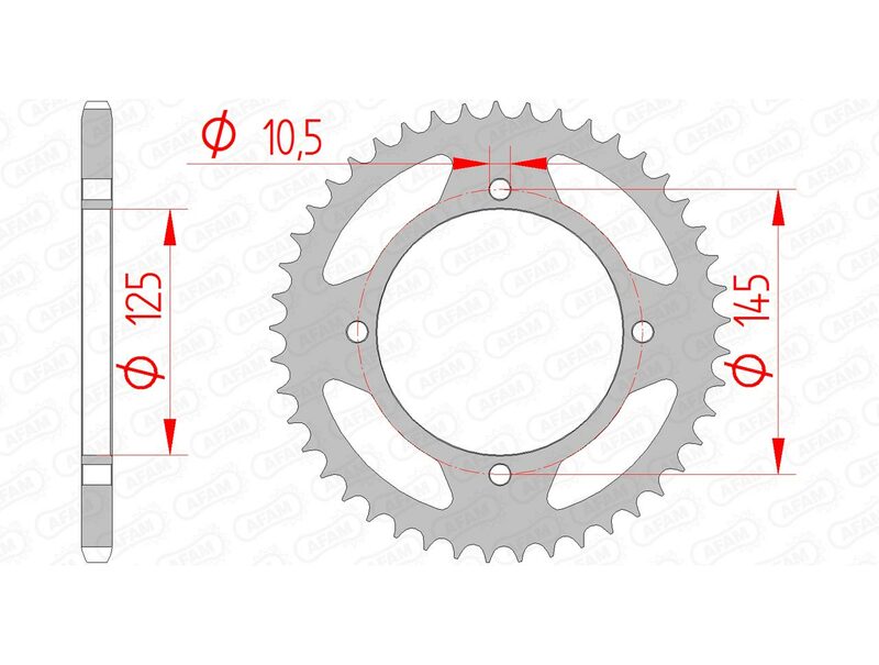 AFAM Steel Standard Rear Sprocket 12505 - 520 - 1074444001