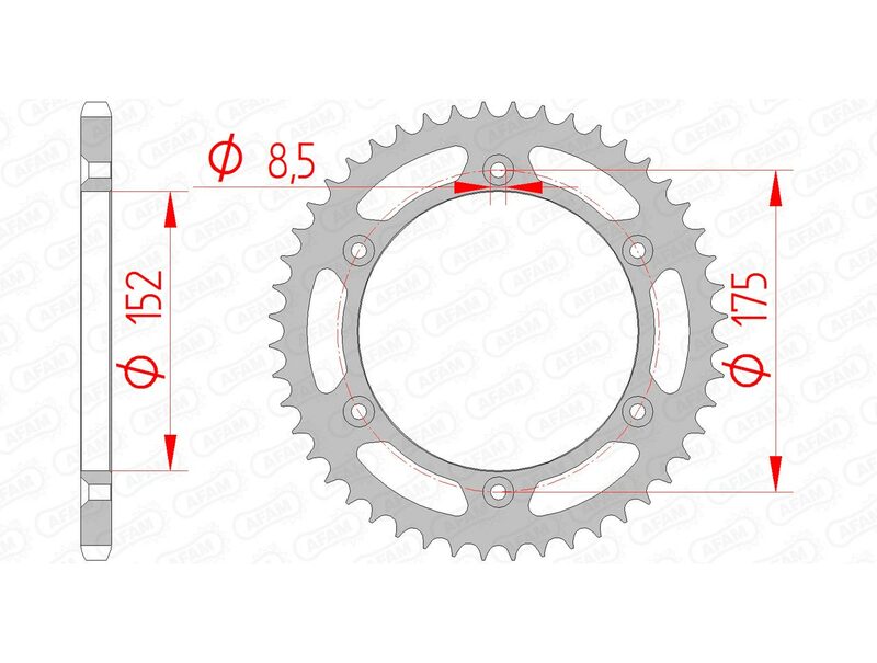 AFAM Steel Standard Rear Sprocket 12508 - 520 - 1074447005