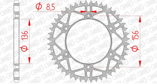 AFAM Steel Self-Cleaning Rear Sprocket 14206 - 520 - 1074496001