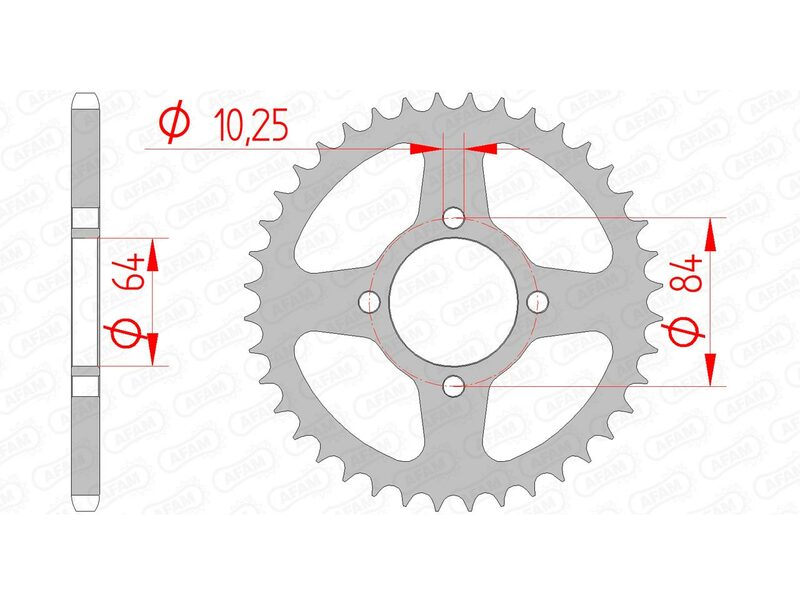 AFAM Steel Standard Rear Sprocket 14310 - 520 - 1074508002