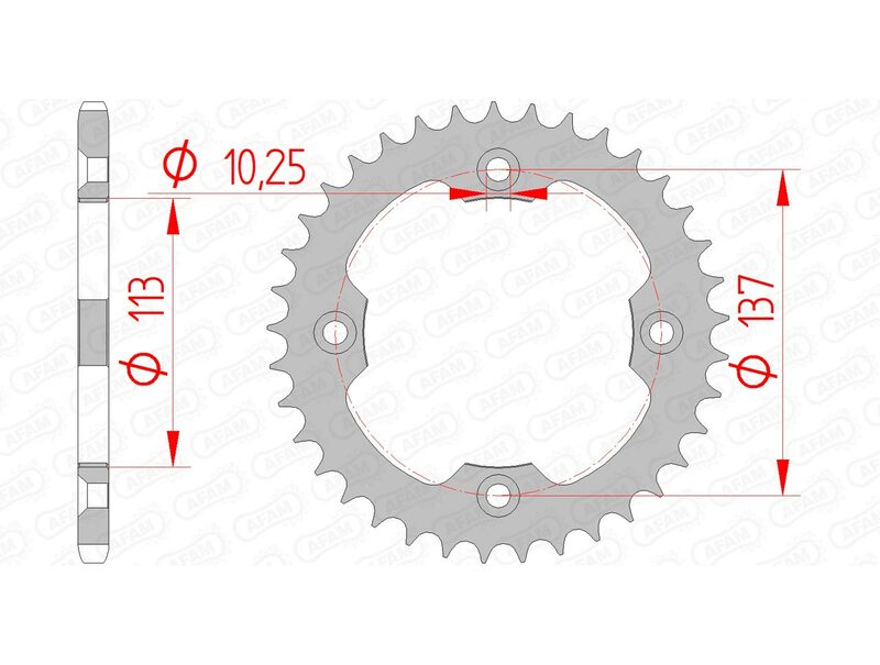 AFAM Steel Standard Rear Sprocket 14412 - 520 - 1074516003