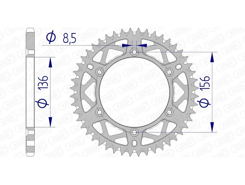 AFAM Aluminium Ultra-Light Self-Cleaning Rear Sprocket 15206 - 520 - 1074538004