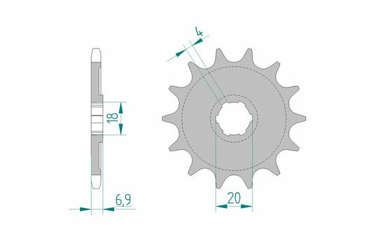 AFAM Steel Standard Front Sprocket 20204 - 520 - 1074568002