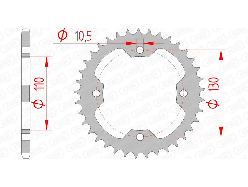 AFAM Steel Standard Rear Sprocket 16406 - 520 - 1074569003