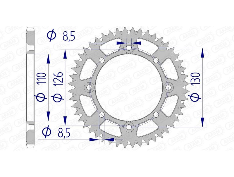 AFAM Aluminium Ultra-Light Self-Cleaning Rear Sprocket 17107420 - 1074598001