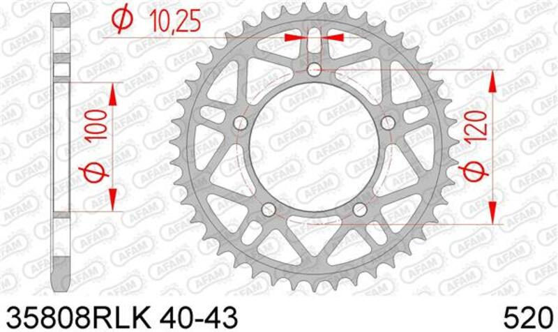 AFAM Steel Ultra-Light Rear Sprocket 35808 - 520 - 1074630002