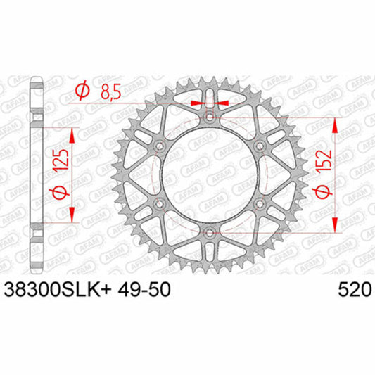 AFAM Steel Ultra-Light Self-Cleaning Rear Sprocket 38300 - 520 - 1074641003