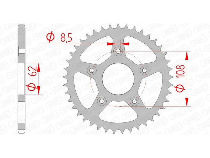 AFAM Steel Standard Rear Sprocket 44203 - 520 - 1074649002