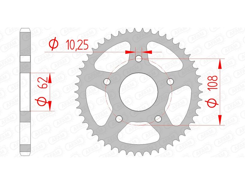 AFAM Steel Standard Rear Sprocket 47201 - 428