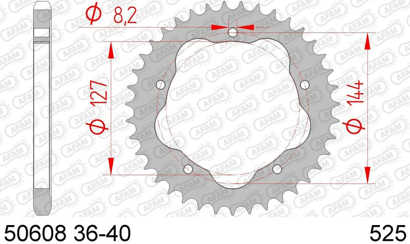AFAM Steel Standard Rear Sprocket 50608 - 525 - 1074670002