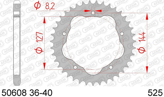 AFAM Steel Standard Rear Sprocket 50608K - 525 - 1074671003