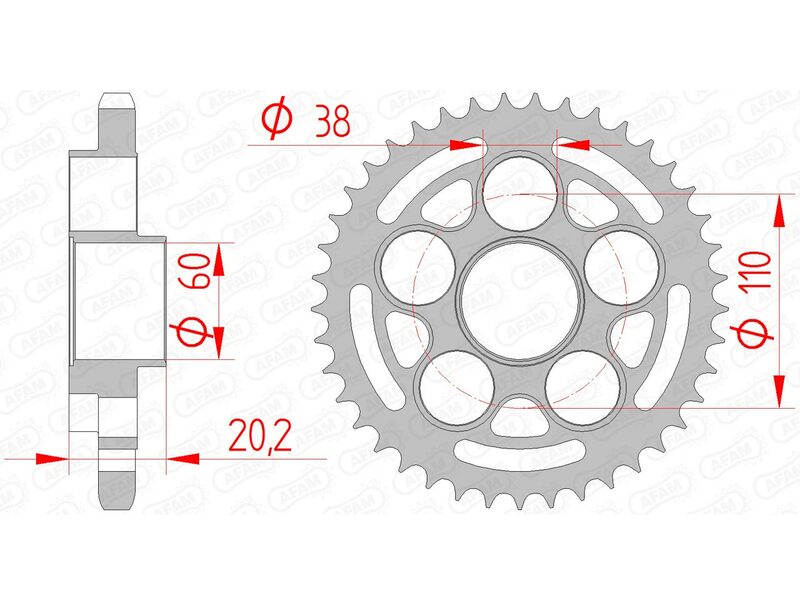 AFAM Steel Standard Rear Sprocket 50800 - 525 - 1074678002