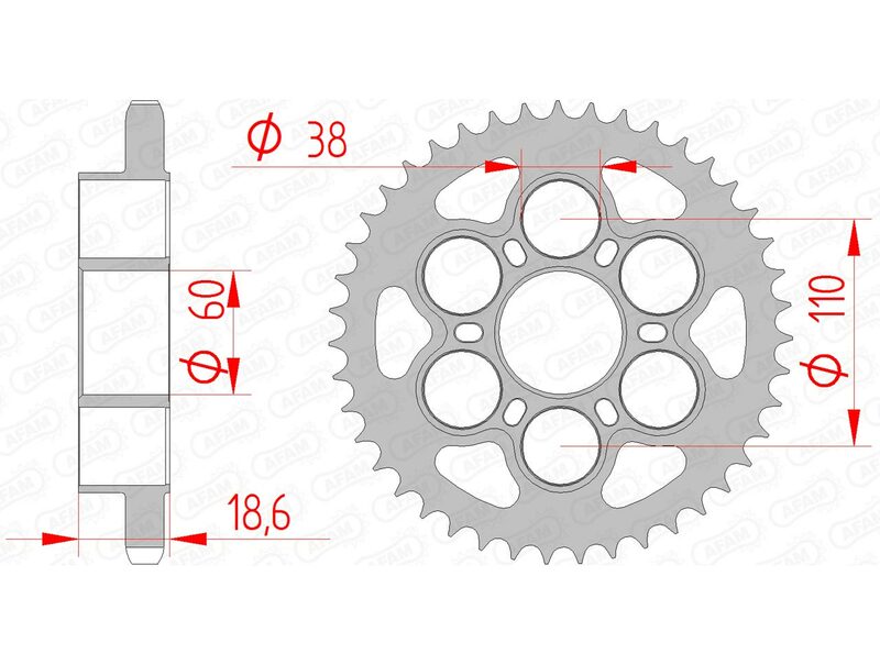 AFAM Steel Standard Rear Sprocket 50801 - 525 - 1074679001