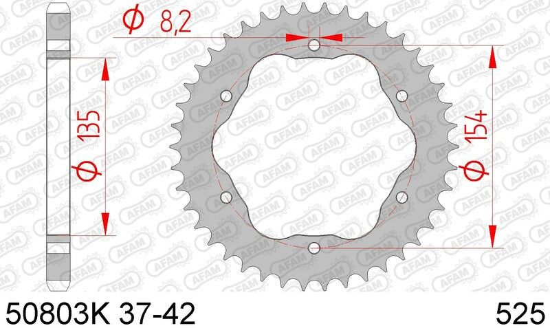 AFAM Steel Standard Rear Sprocket 50803K - 525 - 1074680002