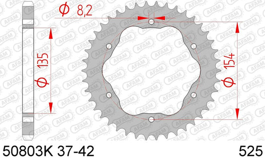 AFAM Steel Standard Rear Sprocket 50803K - 525 - 1074680002