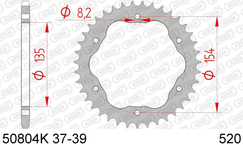 AFAM Steel Standard Rear Sprocket 50804K - 520