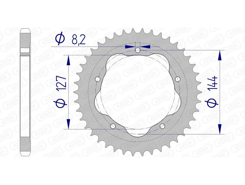 AFAM Aluminium Rear Sprocket 51608 - 525 - 1074691005