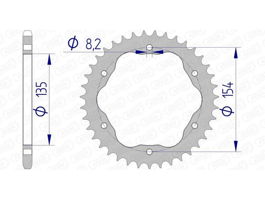 AFAM Aluminium Rear Sprocket 51804 - 520 - 1074696001