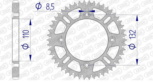 AFAM Aluminium Ultra-Light Self-Cleaning Rear Sprocket 72102 - 428 - 1074726003