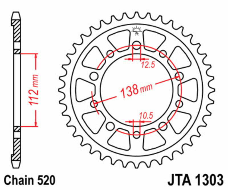 JT SPROCKETS Aluminium Ultra-Light Rear Sprocket 1303 - 520 - 1074824005