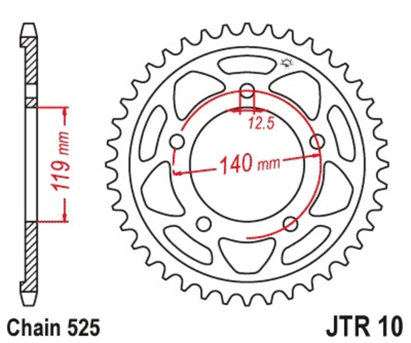JT SPROCKETS Steel Standard Rear Sprocket 10 - 525 - 1074858002
